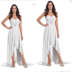High Low Bridesmaid White Dress